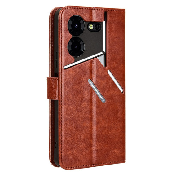 Etui z klapką do Tecno Pova 5 Pro 4G, Crazy Horse Wallet, brązowe