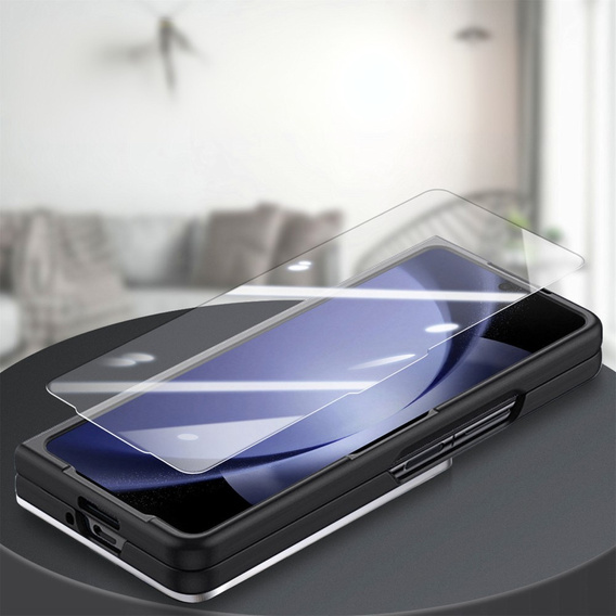 Etui skórzane do Samsung Galaxy Z Fold6 5G, z podstawką i szkłem, czarne