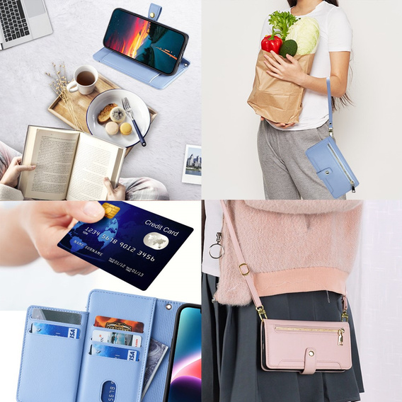 Etui z klapką do Infinix Note 40 Pro, Wallet Zipper Pocket, niebieskie