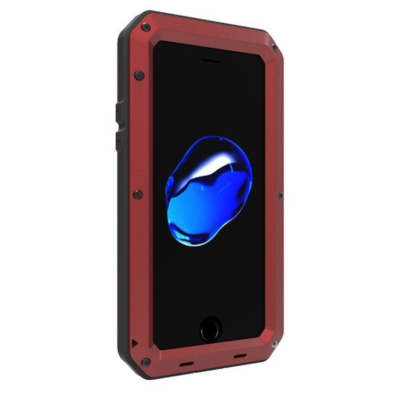Etui do iPhone SE (2020)/SE (2022)/7/8, pancerne, z wbudowanym szkłem, czerwone