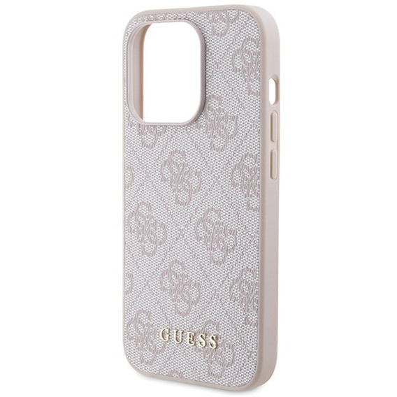 Etui GUESS do iPhone 15 Pro Max, 4G Metal Gold Logo, różowe