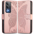 Etui z klapką do Oppo A80, Butterfly, różowe rose gold