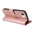 Etui z klapką do iPhone 16E, Rhombus Crossbody Leather, różowe rose gold