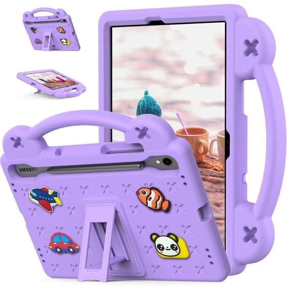 Etui do Samsung Galaxy Tab S7/S8/S9, Cute Patterns, z podstawką, Fioletowe