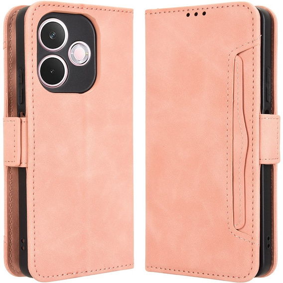 Etui z klapką do Oppo A5 Pro 5G, Card Slot, różowe