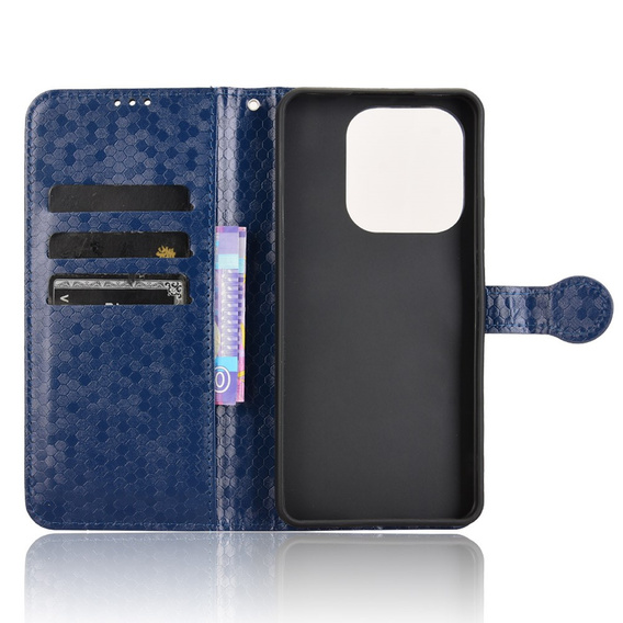 Etui z klapką do Xiaomi Redmi Note 14 4G, Wallet Rhombus, niebieskie