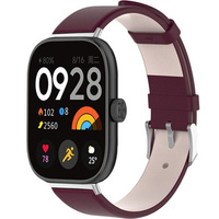 Pasek Skórzany do Xiaomi Redmi Watch 4 / Xiaomi Smart Band 8 Pro / Xiaomi Smart Band 9 Pro, Bordowy