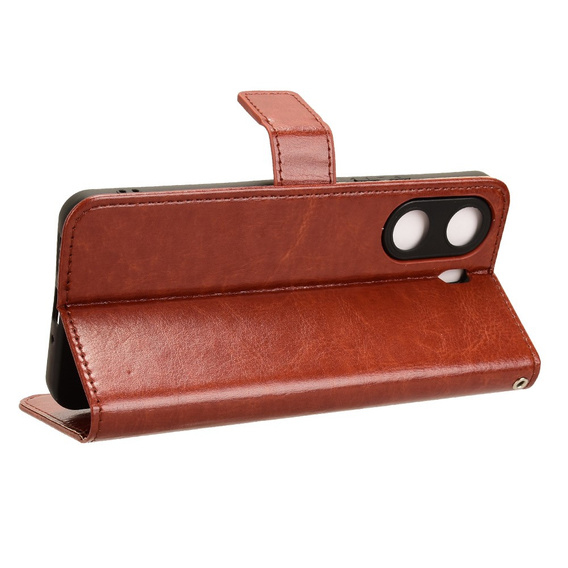 Etui z klapką do Xiaomi Redmi 13C / Poco C65, Crazy Horse Wallet, brązowe