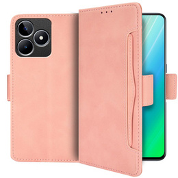 Etui z klapką do Realme C53 4G, Card Slot, różowe