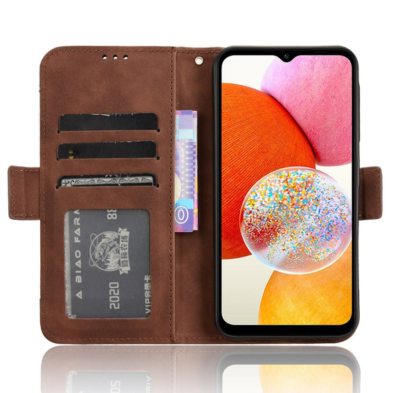 Etui z klapką do Samsung Galaxy A15 4G / 5G, Card Slot, brązowe