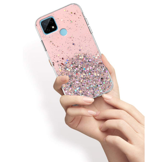 Etui do Realme C21, Glittery, różowe