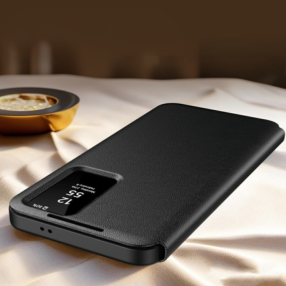 Etui do Samsung Galaxy S25 Edge – Smart View z kieszenią na kartę, czarne