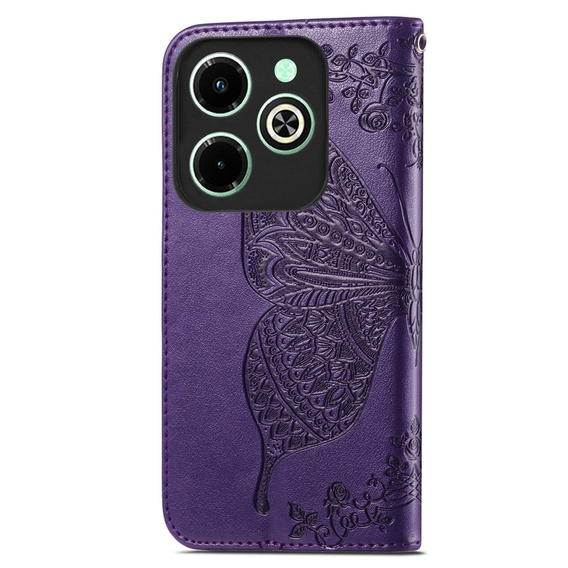 Etui z klapką do Infinix Hot 40i, Butterfly, fioletowe