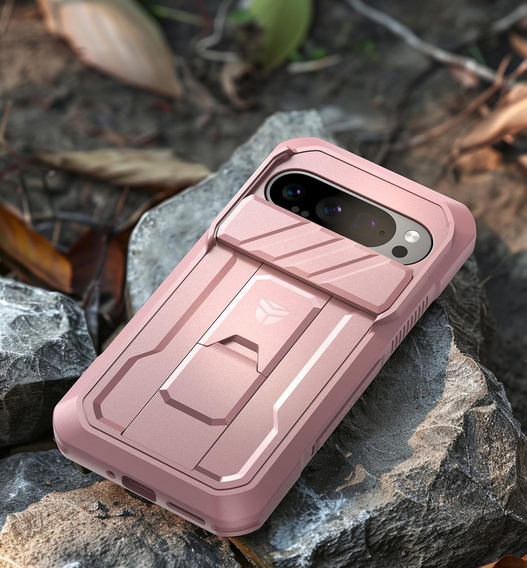 Etui pancerne do Google Pixel 9 Pro, Dexnor Full Body (Two Frames), różowe