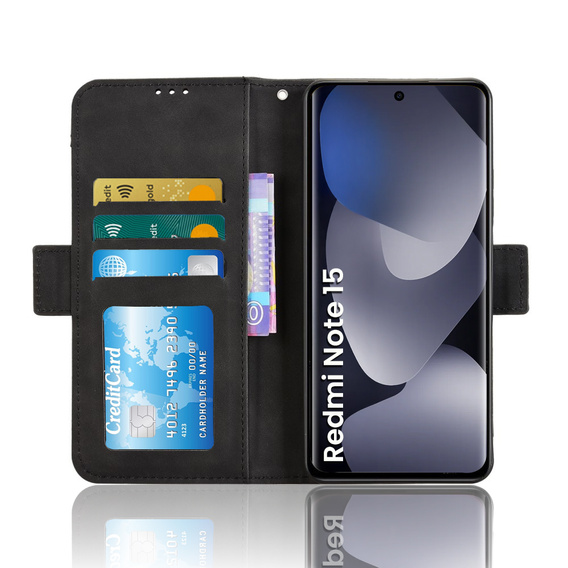 Etui z klapką do Xiaomi Redmi Note 15 5G / Poco M8 5G, Card Slot, czarne