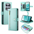 Etui z klapką do Xiaomi Redmi Note 14 Pro 5G / Poco X7 5G, Wallet Zipper Pocket, zielone
