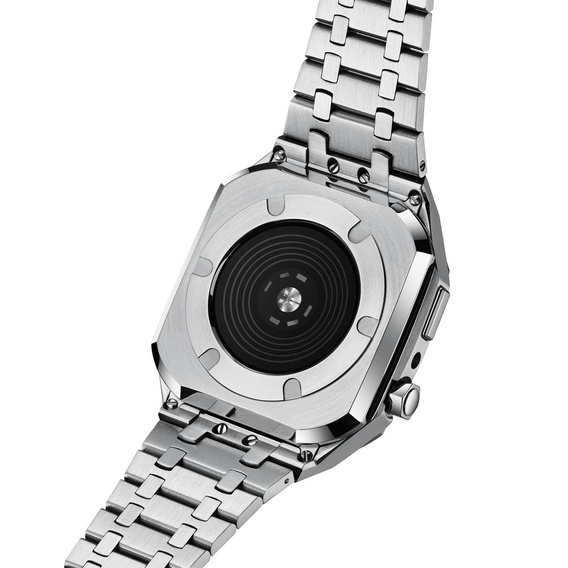 Bransoleta Stalowa z Etui do Apple Watch 7/8/9 45mm, Srebrna