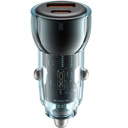 Ładowarka samochodowa XO CC60 USB-A-Type-C 60W, niebieska