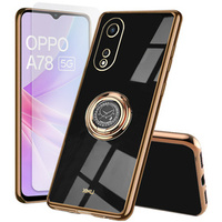 Zestaw Etui do Oppo A78 5G, Electro Ring, Czarne + szkło