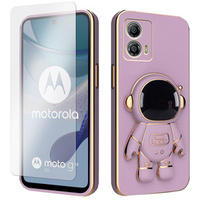 Zestaw Etui Electro do Motorola Moto G53 5G, Astronauta, Fioletowe + szkło