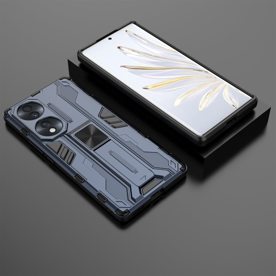 Etui do Honor 70 5G, Military kickstand, niebieskie