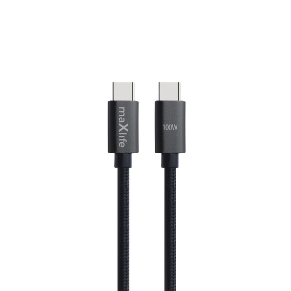 Maxlife kabel MXUC-12 USB-C – USB-C 1,0 m 100W, czarny