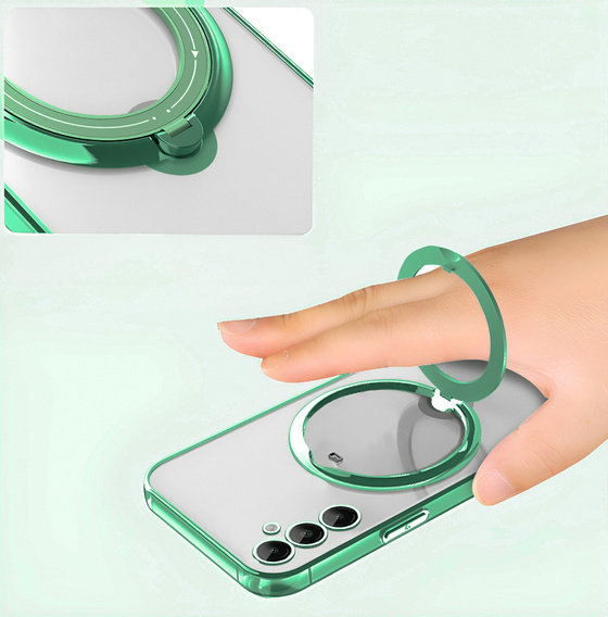 Etui Magnetyczne do Samsung Galaxy A56 5G, do MagSafe, zielone + Szkło 9H