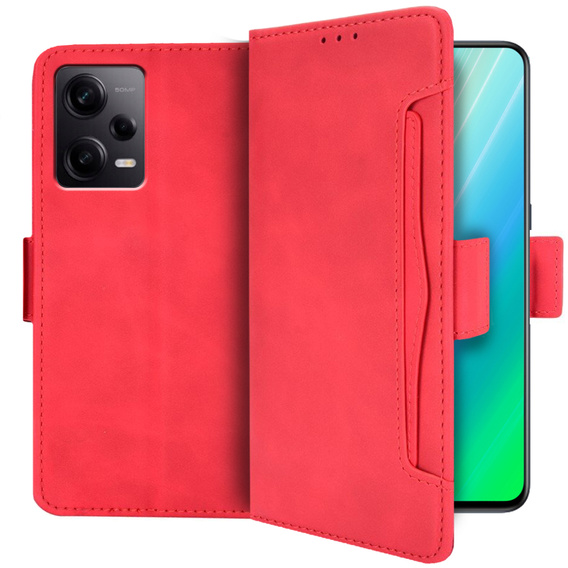 Etui z klapką do Xiaomi Redmi Note 12 5G / POCO X5 5G, Card Slot, czerwone