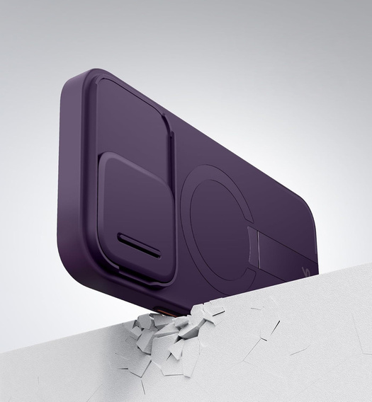 Etui SURITCH do iPhone 16 Pro Max z osłoną kamery i podstawką - fioletowe