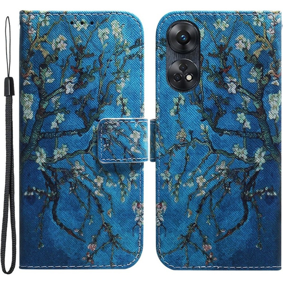 Zestaw Etui do Oppo Reno8 T 4G, portfel z klapką, sakura + szkło