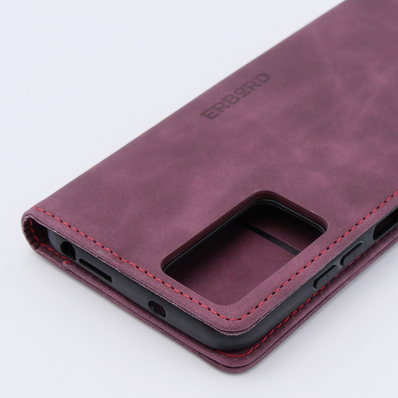 Etui do Xiaomi Redmi Note 12S, ERBORD Vintage portfel z klapką, czerwone