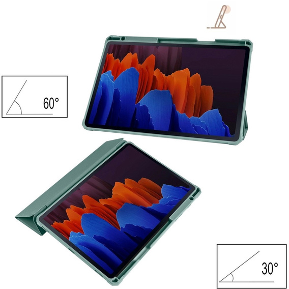 Etui do Samsung Galaxy Tab S7 Plus / Tab S7 FE, Smartcase Hybrid, z miejscem na rysik, zielone