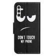 Etui z klapką do Samsung Galaxy M15 5G, Wallet, Don't Touch My Phone czarne