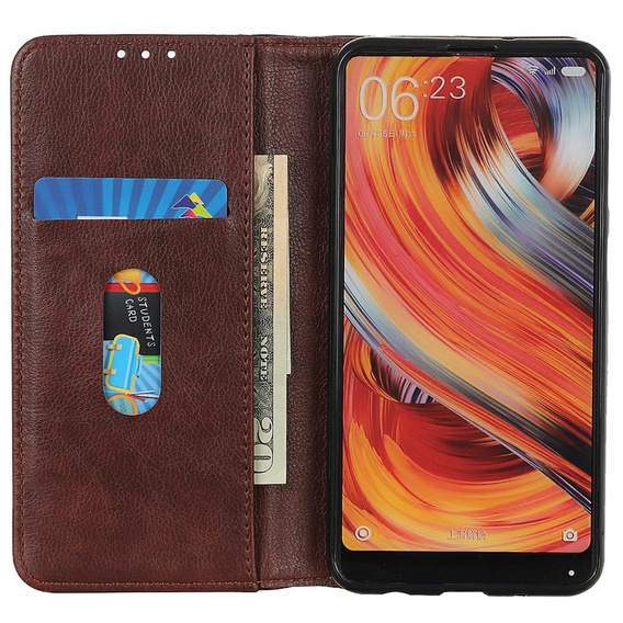 Etui do Samsung Galaxy A26, Wallet Litchi Leather, brązowe