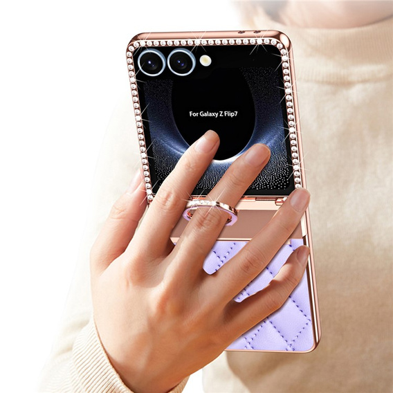 Etui ze szkłem do Samsung Galaxy Z Flip7 5G – fioletowe