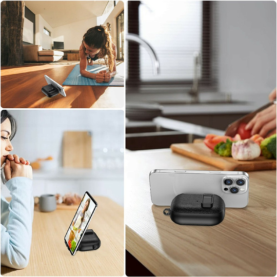 Etui do AirPods Pro 3 z podstawką, zatrzaskiem i karabińczykiem, czarne