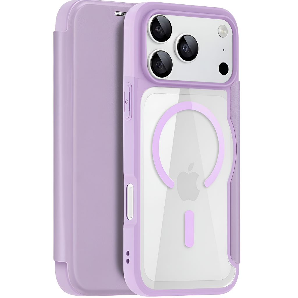 Etui z klapką Dux Ducis do iPhone 17 Pro Max, Skin X Pro, do MagSafe, fioletowe