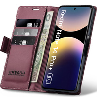 Etui do Xiaomi Redmi Note 14 Pro+ 5G / Xiaomi Poco X7 5G / Xiaomi Redmi Note 14 Pro 5G, ERBORD Glossy Litchi, portfel z klapką, czerwone