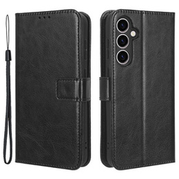Etui z klapką do Samsung Galaxy S23 FE, Crazy Horse Wallet, czarne