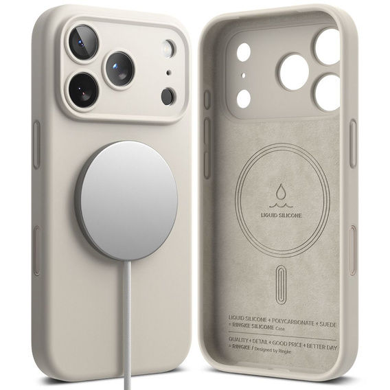Etui Ringke do iPhone 17 Pro, Silicone MagSafe, Stone
