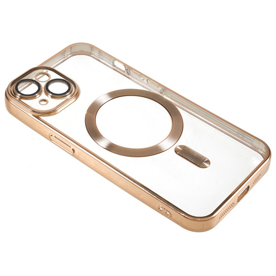 Zestaw Etui do iPhone 14, MagSafe Hybrid, złote + Szkło