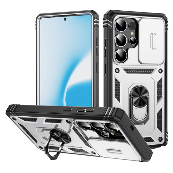 Etui do Samsung Galaxy S25 Ultra, KickStand Camera Lens, białe