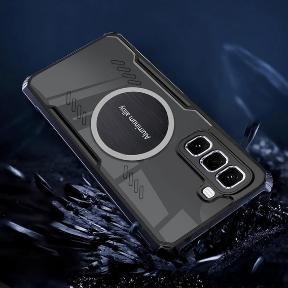 Etui do Infinix Hot 50 Pro 4G, z blaszką magnetyczne, przezroczyste / czarne