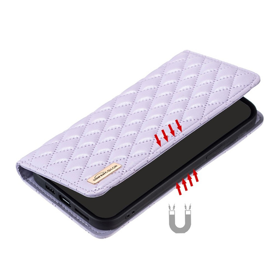 Etui z klapką do Xiaomi Redmi Note 13 5G, Wallet, BINFEN COLOR, fioletowe