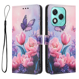 Etui portfelowe do Honor 400 Lite – różowy kwiat i motyl