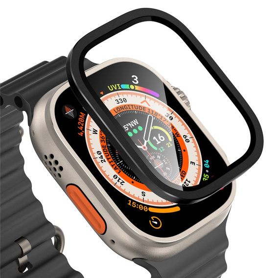 Szkło Hartowane z Ramką do Apple Watch Ultra 1/2/3 49mm, czarne