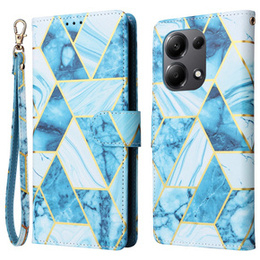 Etui z klapką do Xiaomi Redmi Note 13 Pro 4G / Xiaomi Redmi Note 14S / Xiaomi Poco M6 Pro 4G, Wallet, Marble niebieskie
