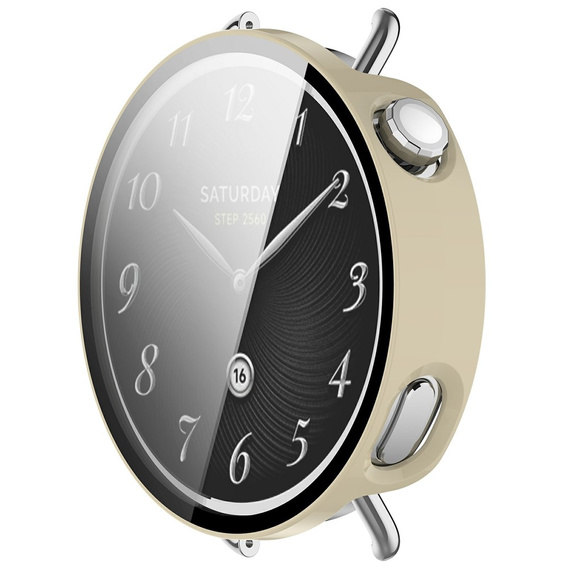2w1 Etui + Szkło Hartowane do Xiaomi Watch S4 41mm, beżowe