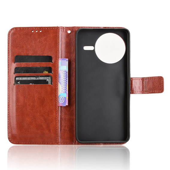 Etui z klapką do Xiaomi Poco F7 Ultra, Crazy Horse Wallet, brązowe