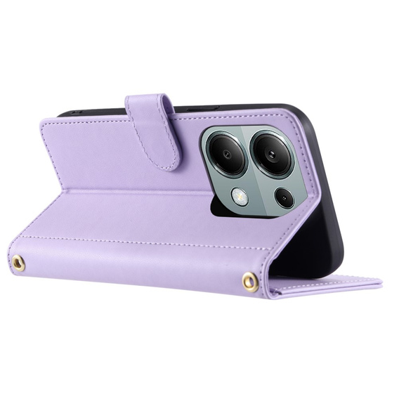 Etui z klapką do Xiaomi Redmi Note 13 Pro 4G / Xiaomi Redmi Note 14S / Xiaomi Poco M6 Pro 4G, Rhombus Crossbody Leather, fioletowe